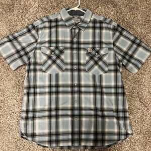 Carhartt Men's Blue Plaid Casual Button Down Shirt blue XL relaxed fit